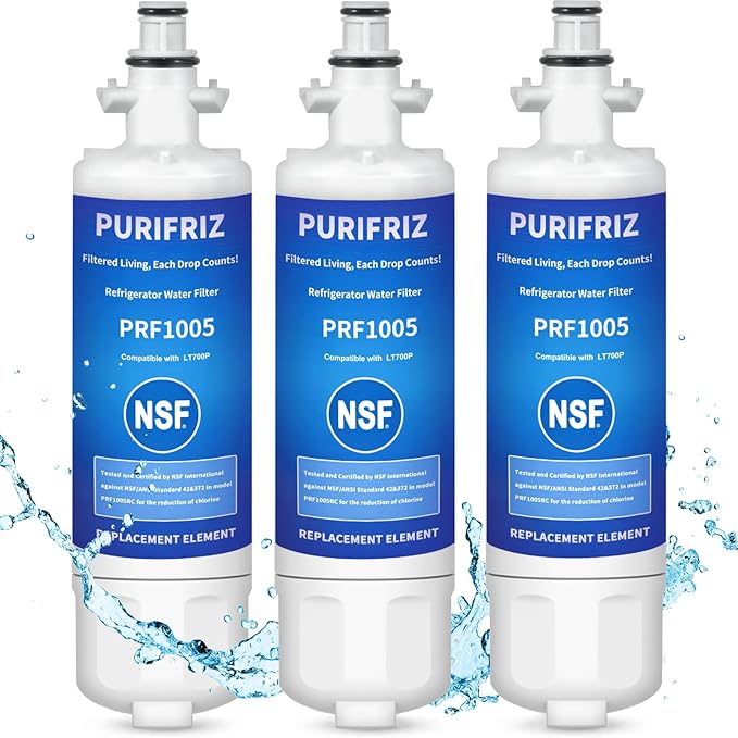ADQ36006101 Refrigerator Water Filter Compatible with LG LT700P, Kenmore 9690, 469690, ADQ36006102, ADQ36006101, LFXS30766S, RFC1200A,WSL-3, FML-3, 6 Month / 300 Gallon, 3 Pack
