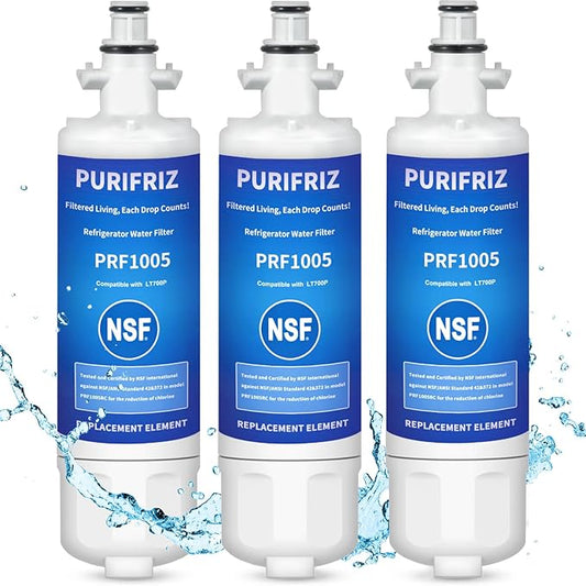 ADQ36006101 Refrigerator Water Filter Compatible with LG LT700P, Kenmore 9690, 469690, ADQ36006102, ADQ36006101, LFXS30766S, RFC1200A,WSL-3, FML-3, 6 Month / 300 Gallon, 3 Pack