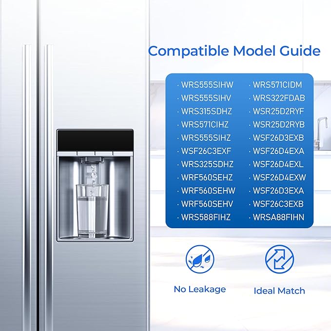 TEEHAY EDR1RXD1 Water Filter 1 Replacement, Compatible with Whirlpool WRS315SDHZ, WRS571CIHZ, WRS555SIHZ, WRS325SDHZ, WRF560SEHZ, WRS588FIHZ, WRS571CIDM, WSF26C3EXF, WRF560SEHW, WRF560SEHV, 3 Pack
