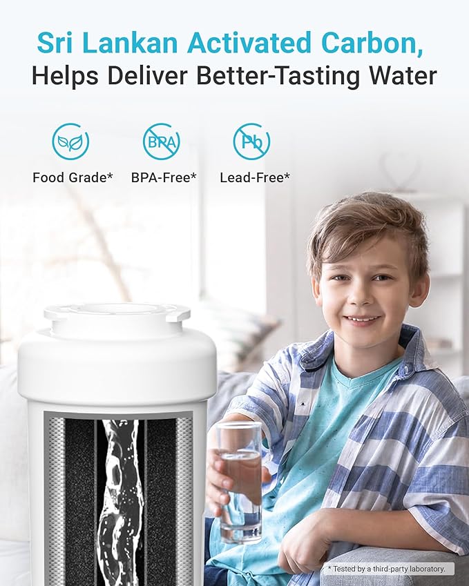 AQUA CREST AQF-FF13 Replacement for GE® SmartWater® MWF®, MWFINT, MWFP, MWFA, GWF, HDX FMG-1, GSE25GSHECSS, WFC1201, Kenmore® 9991 Refrigerator Water filter, 3 Filters