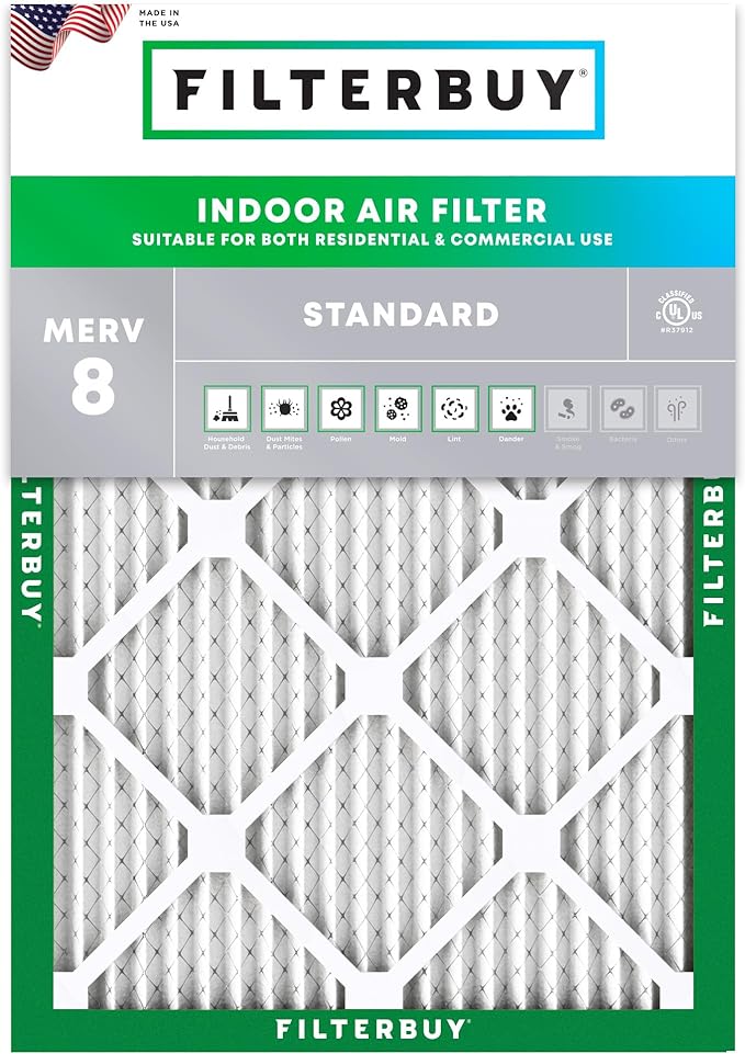 Filterbuy 25x32x1 Air Filter MERV 8 Essential Dust & Allergy Defense (1-Pack), Electrostatic Pleated HVAC AC Furnace Filters Replacement (Actual Size: 24.50 x 31.50 x 0.75)