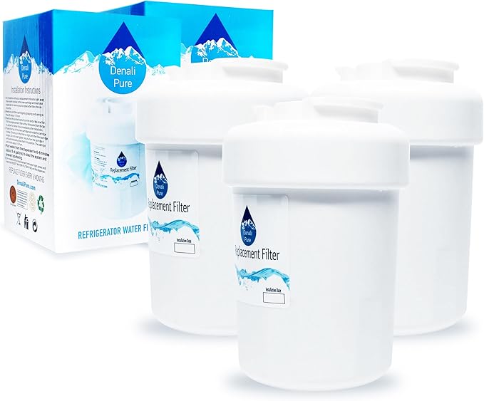 Denali Pure 3-Pack Replacement for GE GSS25WGTABB Refrigerator Water Filter - Compatible with MWF, MWFP Fridge Water Filter Cartridge
