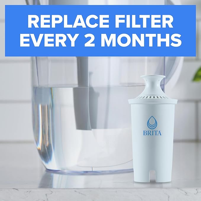 Brita Plus Water Filter, BPA-Free, High-Density Replacement Filter for Pitchers and Dispensers, Reduces 2x Contaminants*, Lasts Two Months or 40 Gallons, Includes 6 Filters