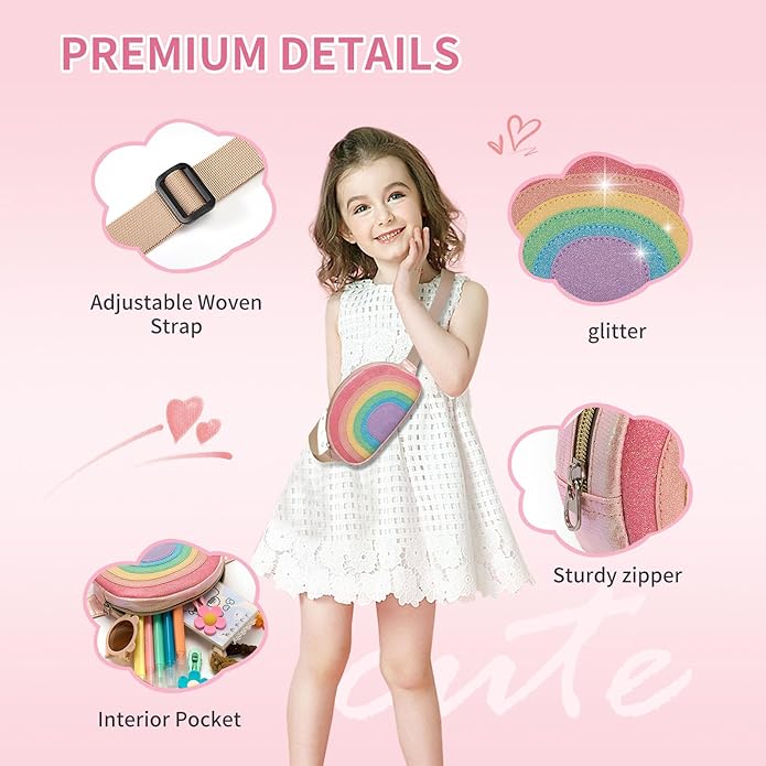 Toddler Purse Easter Basket Stuffers Gifts for Kids: 2 3 4 5 6 7 8 Year Old Girl Birthday Gift, Rainbow Crossbody Bag