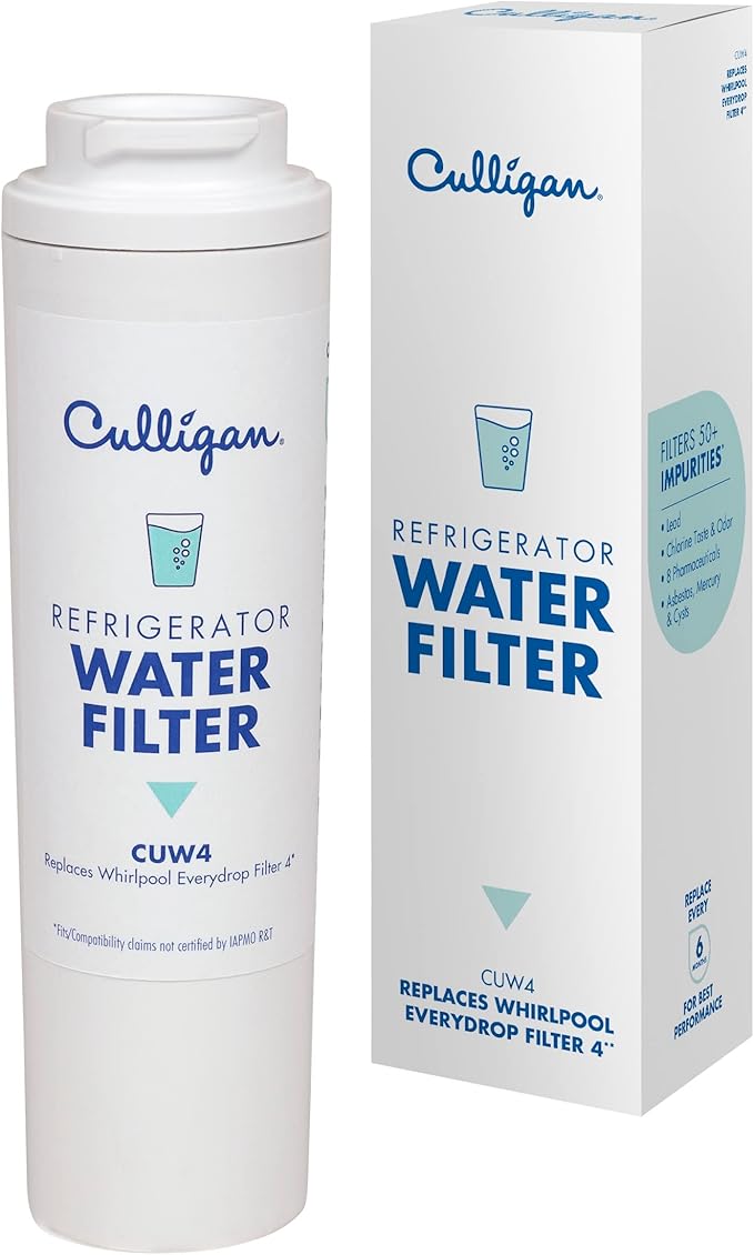 Culligan CUW4 Refrigerator Water Filter Replacement for Whirlpool Water Filter 4 (EDR4RXD1) Replace Every 6 Months Pack of 1