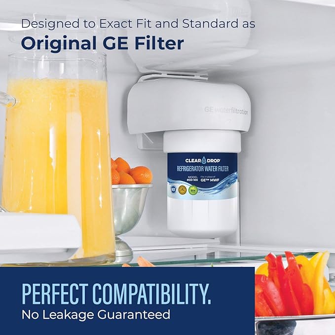 MWF Refrigerator Water Filter, Replacement for GE MWF, MWFP, MWFA, GWF, SmartWater, HDX FMG-1, WFC1201, GSE25GSHECSS, PC75009, RWF1060, 197D6321P006, NSF 42 and 372 Certified, (3 Pack)