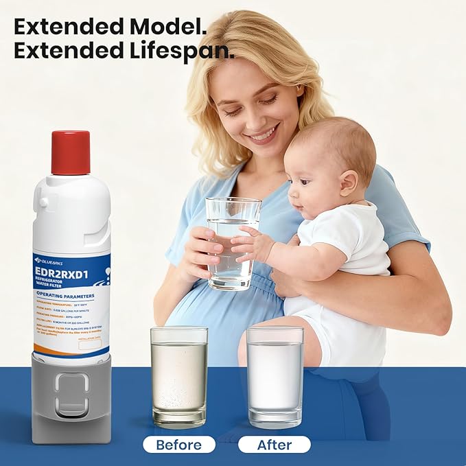 2 Pack EDR2RXD1 Water Filter Replacement for everydrop Filter 2 EDR2RXD1, WHR2RXD1, KAD2RXD1, W10413645, EDR2RXD1, P9RFKB2L, P9KB2L, Kenmore 46-9082, 46-9903
