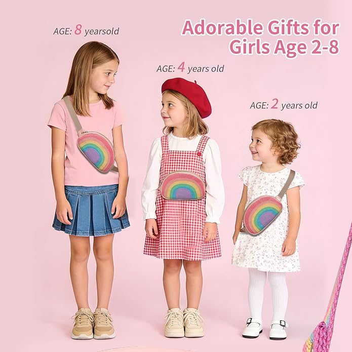 Toddler Purse Easter Basket Stuffers Gifts for Kids: 2 3 4 5 6 7 8 Year Old Girl Birthday Gift, Rainbow Crossbody Bag