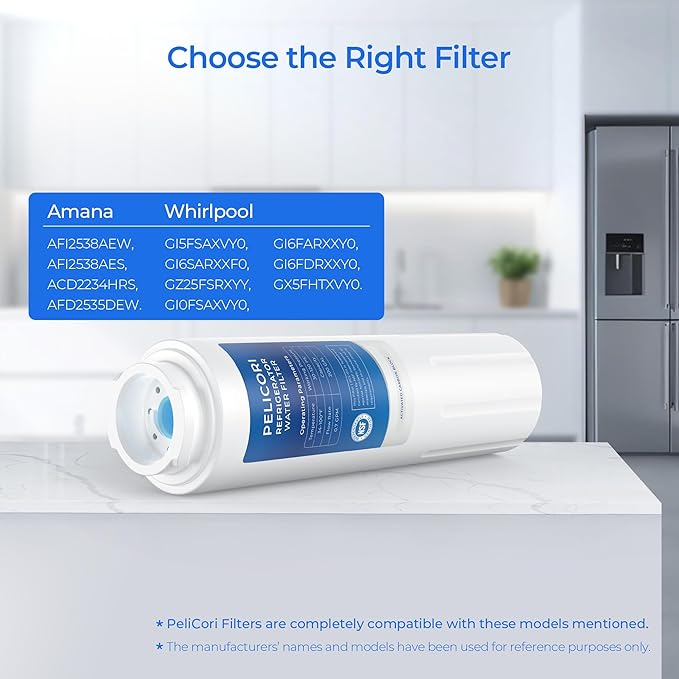 Water Filter Replacement for Amana AFI2538AEW, AFI2538AES, ACD2234HRS, AFD2535DEW, Whirlpool GI5FSAXVY0, GI6SARXXF0, GZ25FSRXYY, GI0FSAXVY0, GI6FARXXY0, GI6FDRXXY0, GX5FHTXVY0, 2 Pack