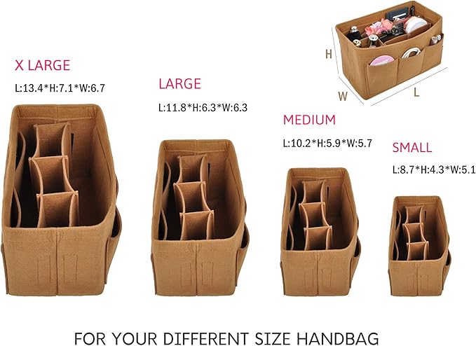 Vercord Felt Purse Organizer Handbag Insert Liner Shaper Bag in Bags for Speedy Neverfull Tote Brown Xlarge