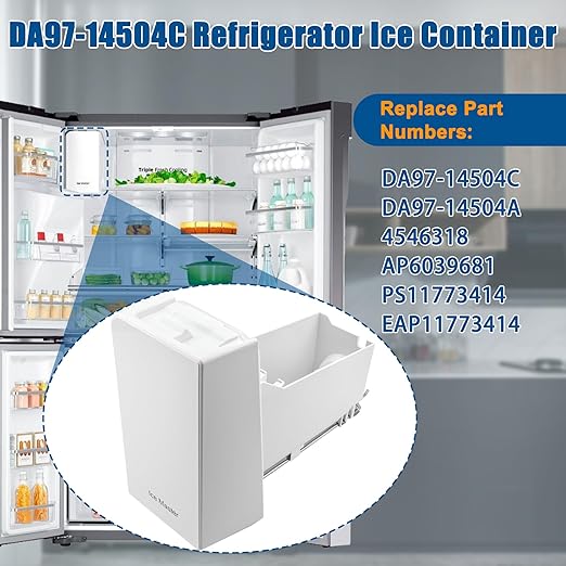 DA97-14504C, DA97-14504A Ice Container, Ice Bucket, Compatible with Samsung Ice Maker Replacement Ice Tray Ice Container Assembly Parts RF23J9011SR, RF23HTEDBSR, RF22KREDBSR Ice Bin,etc-1 yr Warranty