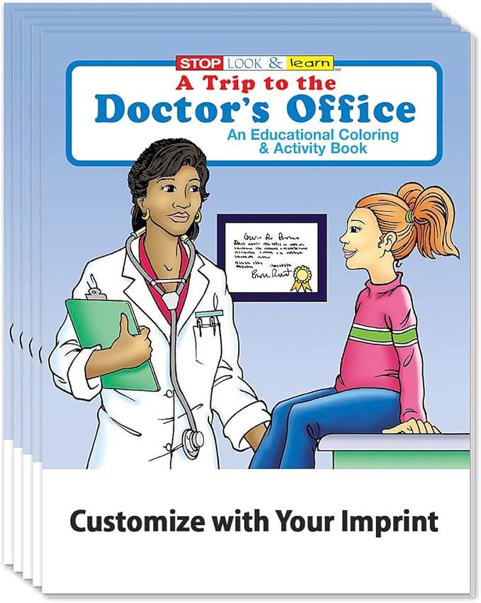 ZOCO – A Trip to the Doctor's Office – Custom Promotional Coloring Books (250 Bulk Pack, Without Crayons) – Games, Puzzles, Activities – Health Handout for Kids