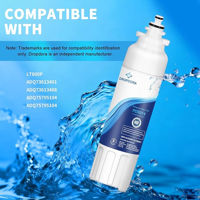 ADQ73613401 Replacement 3-Pack, NSF 42 & 372 Certified, Refrigerator Water Filter Compatible with LG LT800P, LT800PC, ADQ736134, ADQ73613402, LSXS26326S, LSXS26366S