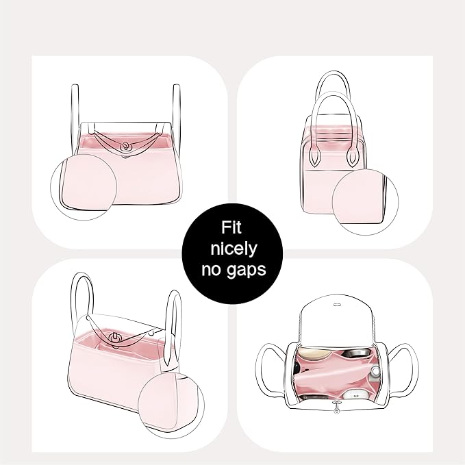 Silky Bag Insert Fit for Hermes Lindy 19/26, Silky Purse Organizer, Lightweight and Silk Touch (Fits Mini Lindy 19, Pink)