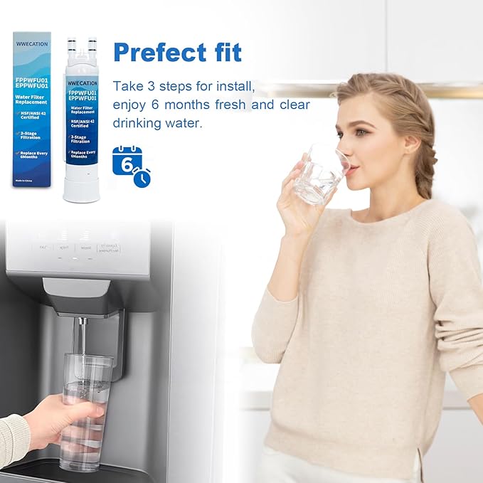 FPPWFU01 Water Replacement, Compatible with Frigidaire EPPWFU01, PureAdvantage PurePour PWF-1, FPPWFU01 Pack of 3