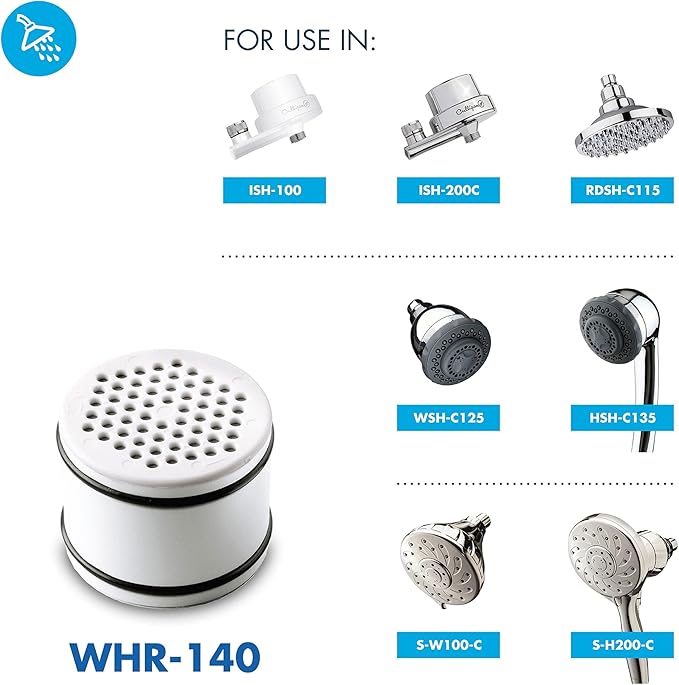 Culligan® Official Shower Filter Replacement WHR-140 Cartridge for Culligan Water Shower Filter Systems WHR-140,WSH-C125,ISH-100,HSH-C135,(Pack of 6)