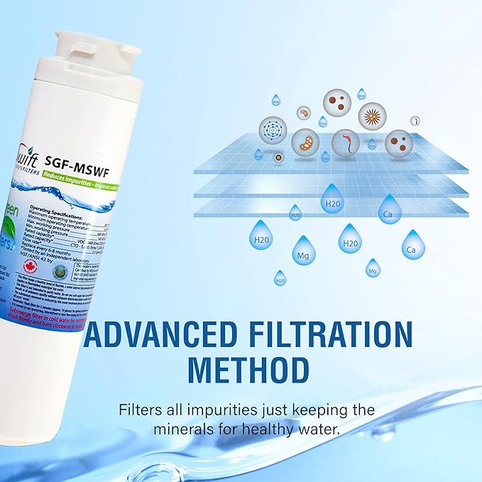 Swift Green Filters SGF-MSWF Compatible Refrigerator Water Filter for GE MSWF, MSWF3PK, MSWFDS, EFF-6022A, 101820A, Made in USA (2 Pack)