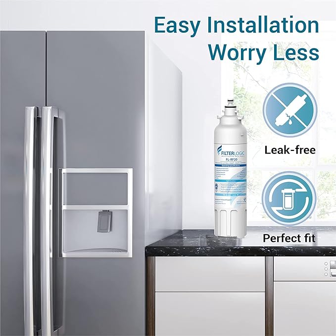 Filterlogic ADQ73613401 Refrigerator Water Filter and Air Filter, Replacement for LG® LT800P®, ADQ736134, ADQ73613402, LSXS26326S, LSXS26366S, LMXS30776S, Kenmore 46-9490 and LT120F®, 3 Combo