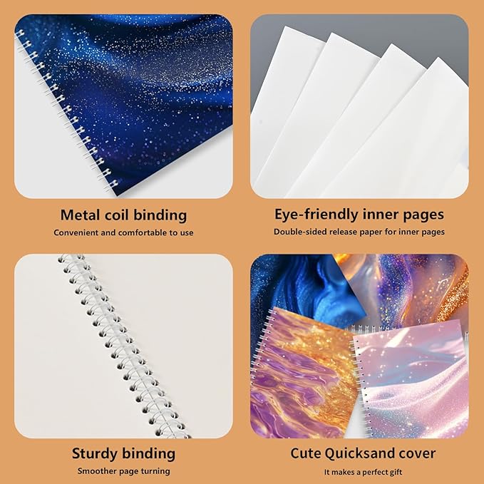 BetterJonny 4 Pcs Reusable Sticker Book Collecting Album Blank Sticker Storage Organizer Book, A5 Size 24 Inner Pages Per Album, Release Paper for Collecting Stickers, Labels(Dreamlike Quicksand)