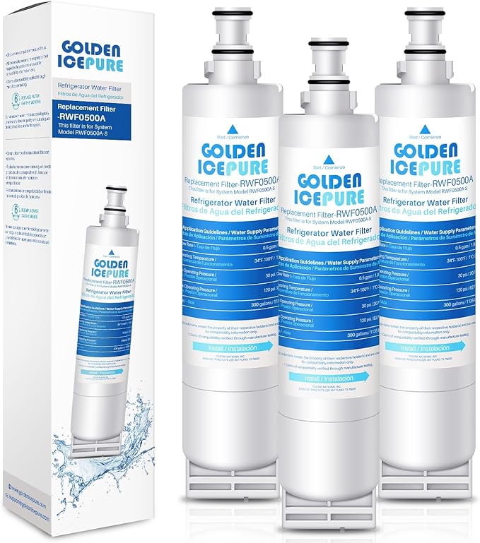GOLDEN ICEPURE 4396508 Refrigerator Water Filter, Replacement for EveryDrop Filter 5, 4396510, EDR5RXD1, Whirlpool 4396508, 4396510, 4392857, Kenmore 46-9010, NLC240V 3PACK
