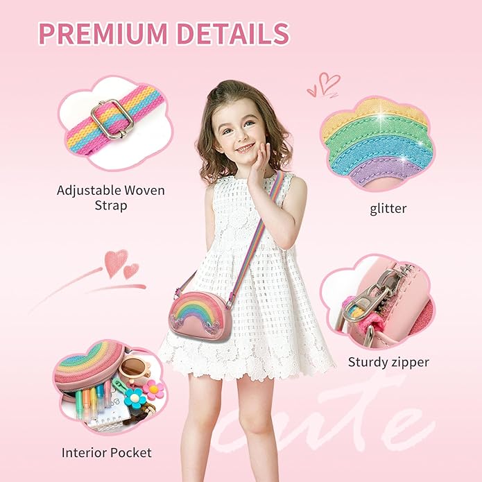 Toddler Purse Easter Basket Stuffers Gifts for Kids: 2 3 4 5 6 7 8 Year Old Girl Birthday Gift, Rainbow Crossbody Bag