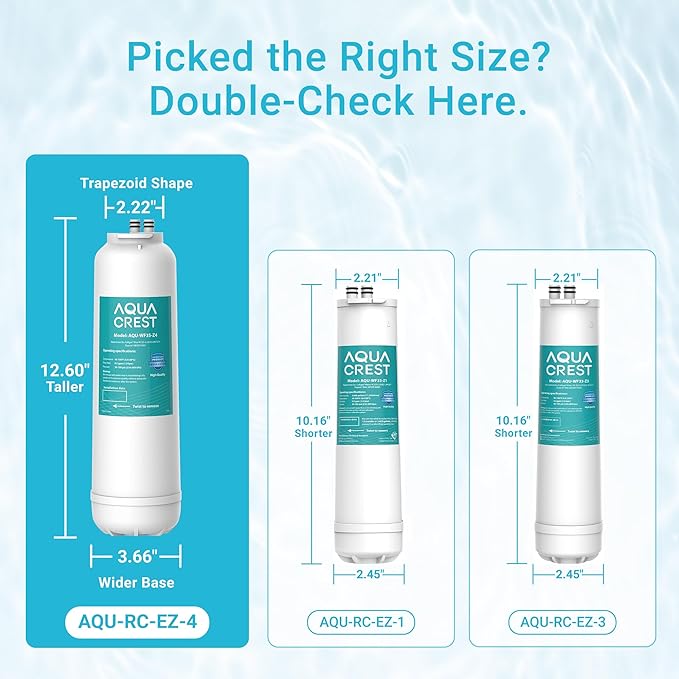 AQUA CREST RC EZ 4 Water Filter, Replacement for Culligan® RC-EZ-4, US-EZ-4, RC-EZ-3, DuPont® WFQTC30001, WFQTC70001, 3000QT Filter, 2K Gallons, 2 Pack