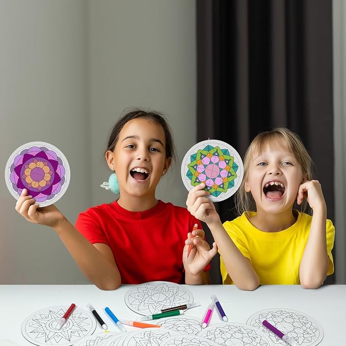 Cinrobiye 24 Pcs Happy Diwali Craft Kits Diwali Party Favors Ramadan Puzzle Mandala Coloring Craft Festival of Lights Deepavali Paint Craft for Indian Temple Sunday Classroom Activity Supplies