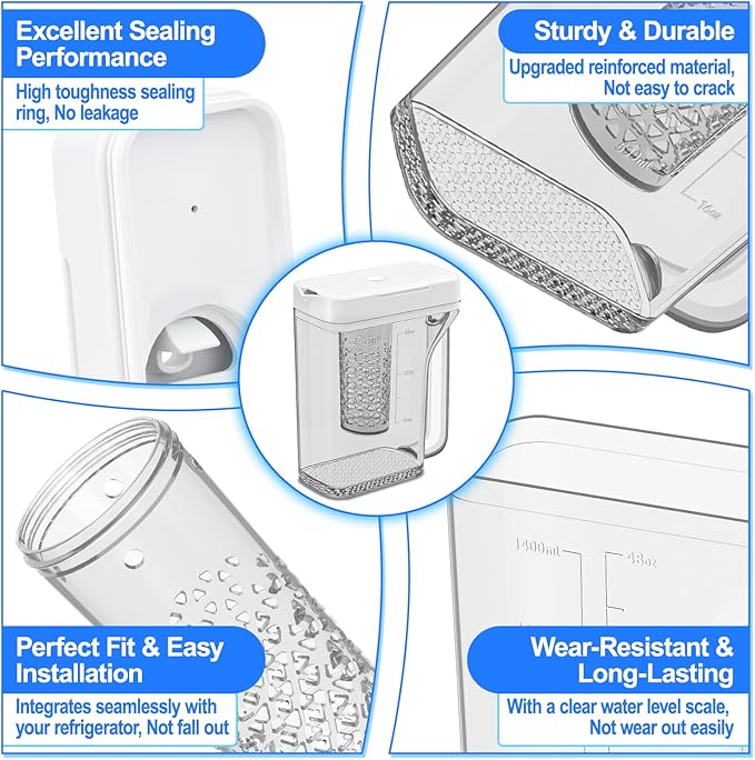 Upgraded DA97-17395B Refrigerator Water Pitcher Compatible with Samsung Water Pitcher for Fridge Door Replacement Leak-Proof Samsung Fridge Reservoir RF28R7351SR RF28R7351SG RF28R6301SR RF22R7351SR