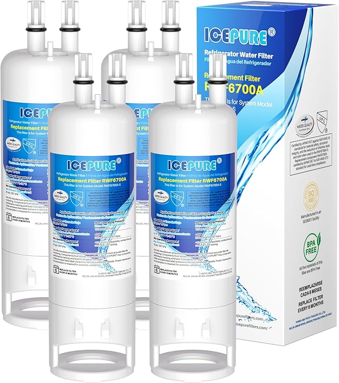 ICEPURE EDR1RXD1 Replacement for Everydrop® Filter 1, W10295370A, EDR1RXD1B, P8RFWB2L, P4RFWB, Kenmore® 46-9081, 46-9930, WD-F38, GP001, PD001, CL-RF27, RWF6700A Refrigerator Water Filter, 4Pack