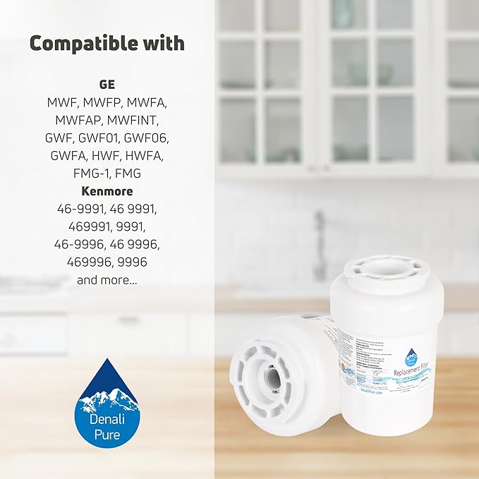 Denali Pure Replacement for General Electric GSHF3KGZBCBB Refrigerator Water Filter - Compatible with GE MWF, MWFP Fridge Water Filter Cartridge