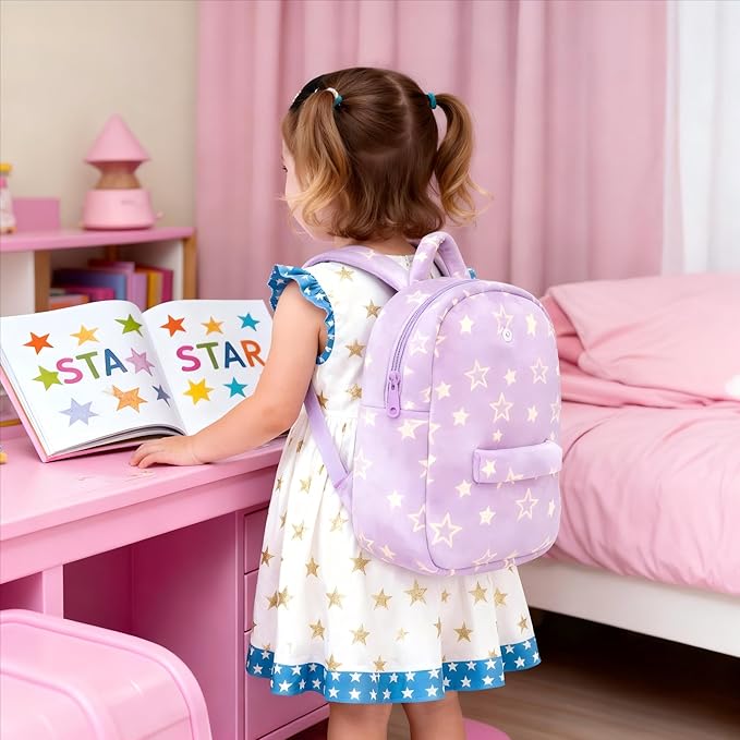 Gloveleya Toddler Backpacks Baby Girl Gifts Curly Hair Plush Figures Dress Backpack Kids Backpack Curly Hair Spring Girl - Black Head Purple Star 9inches