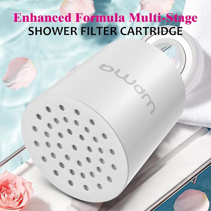 Enhanced Formula Multi-Stage Shower Filter Cartridge,High output Universal replacement filter cartridge, Remove Chlorine Heavy Metals and Other Sediments, Reduces Dry Itchy Skin, Dandruff（Pack of 4)