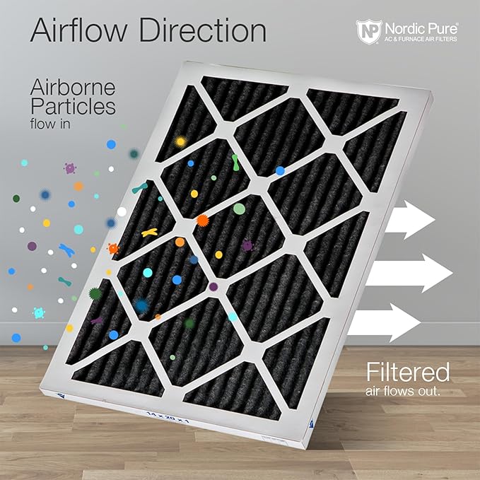 Nordic Pure 16x25x1 (Actual Size: 15 1/2 x 24 1/2 x 3/4) Pure Carbon Pleated Odor Reduction Furnace Air Filters 4 Pack