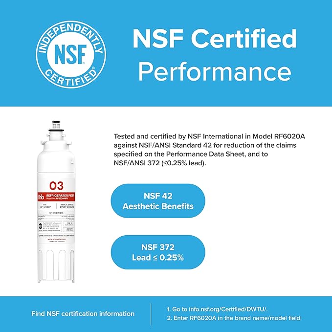 Brio LT800P & ADQ73613401 Water Filter Replacement for LG LT800p, ADQ73613401, ADQ73613402, ADQ73613408, ADQ75795104, Kenmore 46-9490, LSXS26326S, LMXC23746S, LMXC23746D, NSF 42, 53, 372, & 401