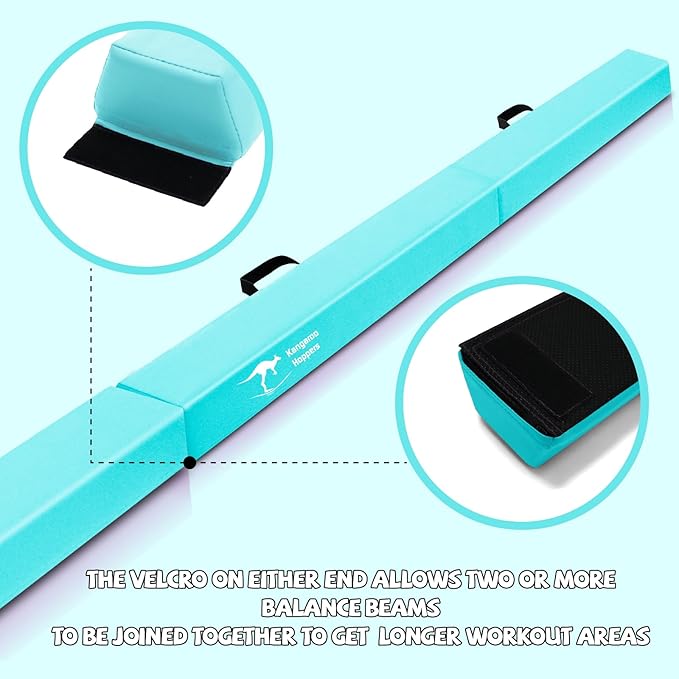 Kangaroo Hoppers Folding & Adjustable Balance Gymnastics Beam for Kids Ages 3-12, Extra Firm Floor Beam for Beginners and Professionals Home Training Equipment with Anti-Slip Foot, 8FT / 40 Inch