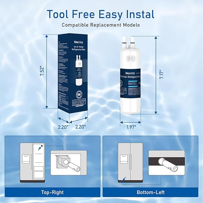 K001 Refrigerator Water Filter Replacement for EDR1RXD1, Everydrop Filter 1, W10295370, WHR1RXD1, KAD1RXD1, P4RFWB, P8RFWB2L, Compatible for Kenmore 46-9930, 46-9081 (3)