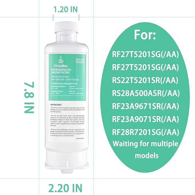 Samsung Water Filter for RF28R6301SR, RF27T5201SG, RS22T5201SR, RS28A500ASR, RF23A9671SR, RF23A9071SR, RF28R7201SG Replacements - 3PK Filter Set