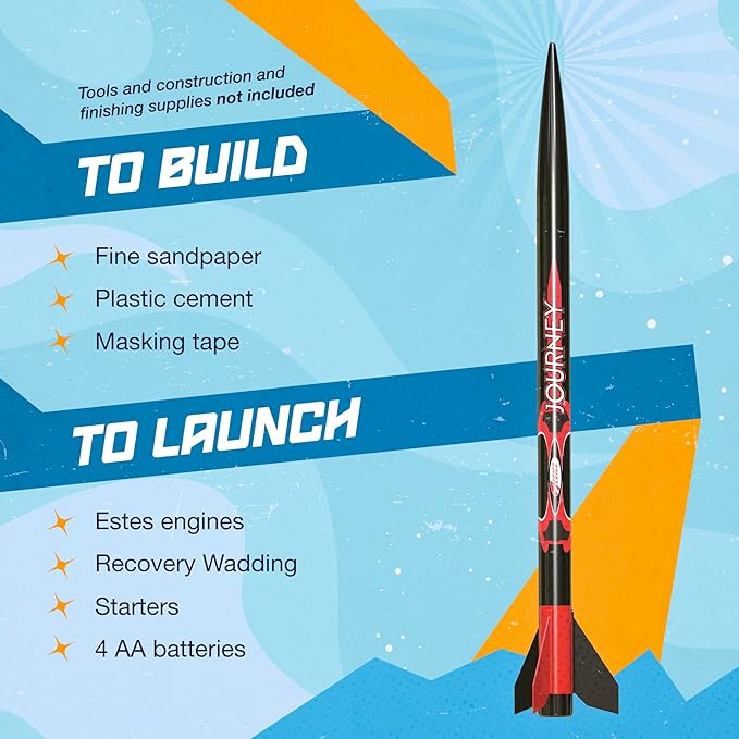 Estes 1441 Journey Rocket-Building Kit, Beginner Flying-Rocket Model Kit for Ages 10+, Includes Launch Pad and Controller
