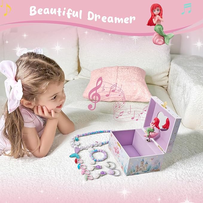 ProCase Mermaid Musical Jewelry Box with Jewelry for Girls Bundle with Small Digital Camera Case Compatible with KODAK PIXPRO FZ55/FZ45/C1 Zoom/CAMKORY/Lecran