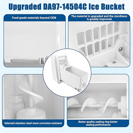 DA97-14504C, DA97-14504A Ice Container, Ice Bucket, Compatible with Samsung Ice Maker Replacement Ice Tray Ice Container Assembly Parts RF23J9011SR, RF23HTEDBSR, RF22KREDBSR Ice Bin,etc-1 yr Warranty