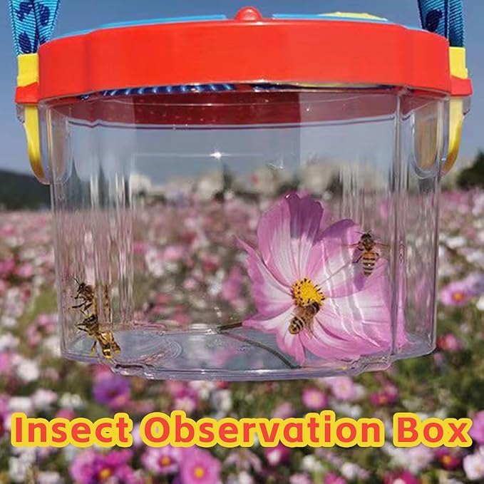 MANON ROSA Turtle Carrier Box Bug Collection Fish Catcher, Insect Observation Container for Travel-Outdoor Nature Explorer Kit (Red)