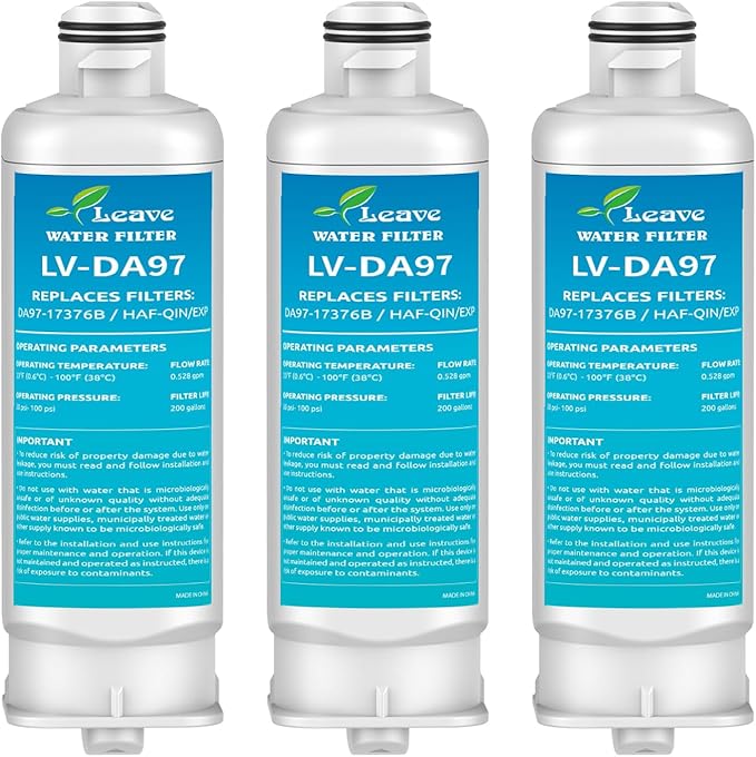 Leave DA97-17376B Replacement for Samsung HAF-QIN/EXP, DA97-08006C, RF28R7201SR, RF28R7351SG Water Filter, 3 Filters