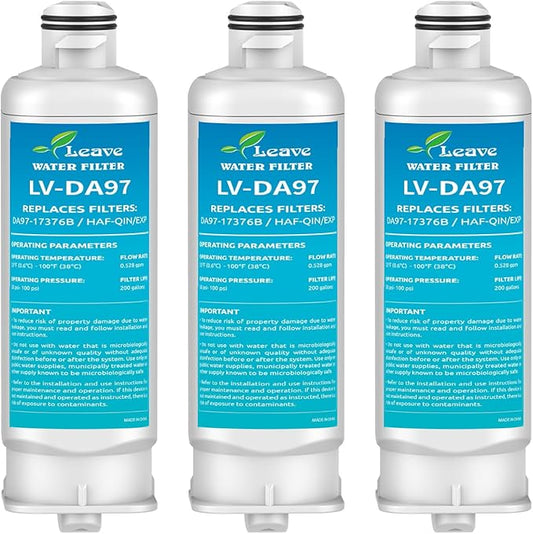 Leave DA97-17376B Replacement for Samsung HAF-QIN/EXP, DA97-08006C, RF28R7201SR, RF28R7351SG Water Filter, 3 Filters