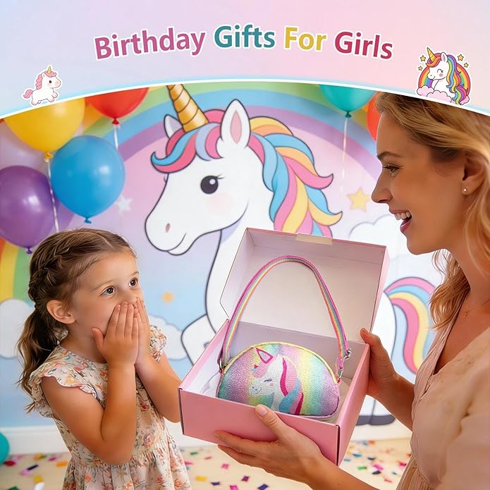 Toddler Purse Easter Basket Stuffers Gifts for Kids: 2 3 4 5 6 7 8 Year Old Girl Birthday Gift, Rainbow Crossbody Bag