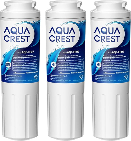 AQUA CREST UKF8001 Refrigerator Water Filter, Compatible with Maytag UKF8001P, Whirlpool UKF8001AXX-750, UKF8001AXX, EDR4RXD1, 4396395, EveryDrop Filter 4, Msd2651heb (Pack of 3)