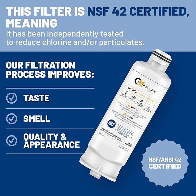 QPD 6B Refrigerator Water Filter Replacement for Samsung DA97-17376B, HAF-QIN – Compatible with Samsung RF23M8070SG/AA, BRF365200AP/AA – NSF Certified, Chlorine Reduction – (3-Pack)