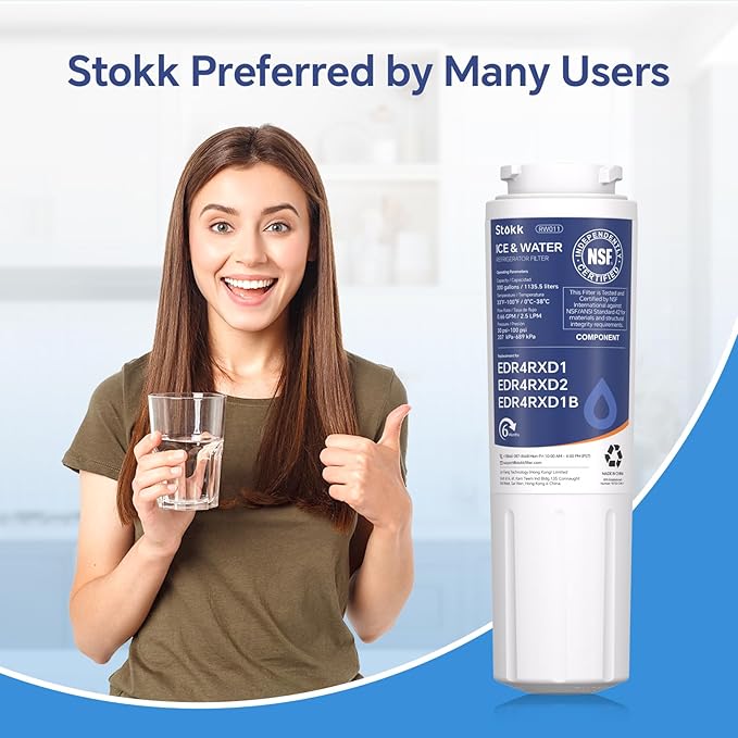 Stokk UKF8001 Refrigerator Water Filter 4, Compatible with Whirlpool EDR4RXD1, 4396395, EveryDrop Filter 4, RFC0900A, Maytag UKF8001AXX-750, UKF8001AXX-200, WD-F07, 46-9006, Puriclean II, 3 Filters