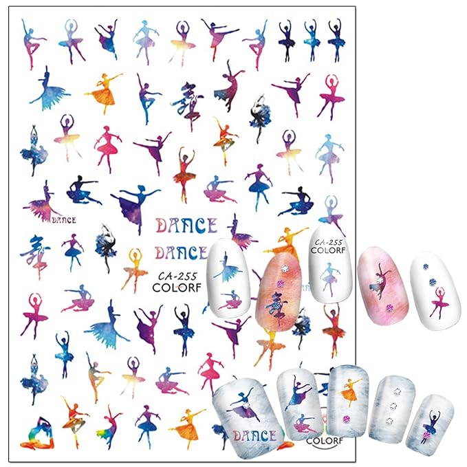 Nail Art Adhesive Sticker Holographic Cake Candy Rose Bow-knot Lips Ballet Gesture Nail Art Decals Design 3D Nail Art Supplies for Women Girls Manicure Tips Charms Decorations DIY Nail Decal(6 Sheets)