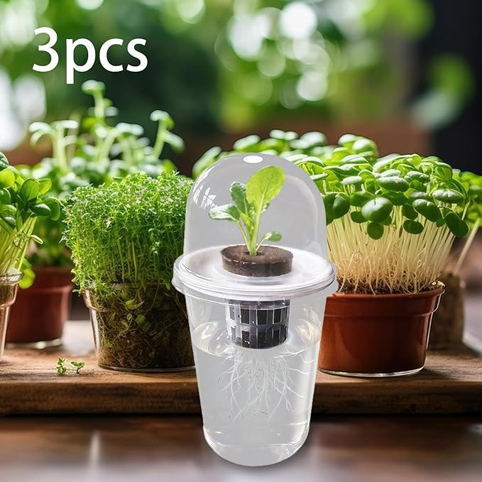 Pot Set Growing Kit Kit Germination Set Made of PP Material Soil for Garden Office Break Ro, 3 Kit