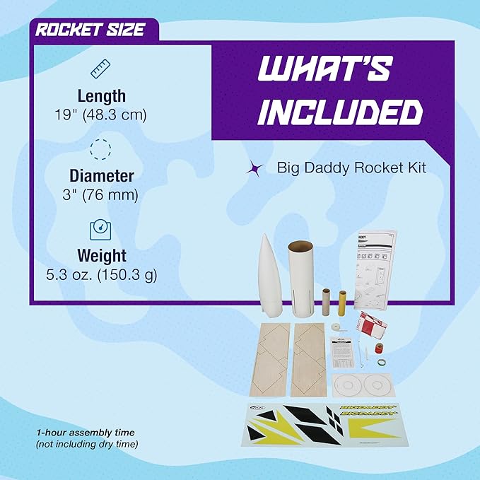 Estes 2162 Big Daddy Rocket-Building Kit, Advanced Flying-Rocket-Model Kit for Ages 10+